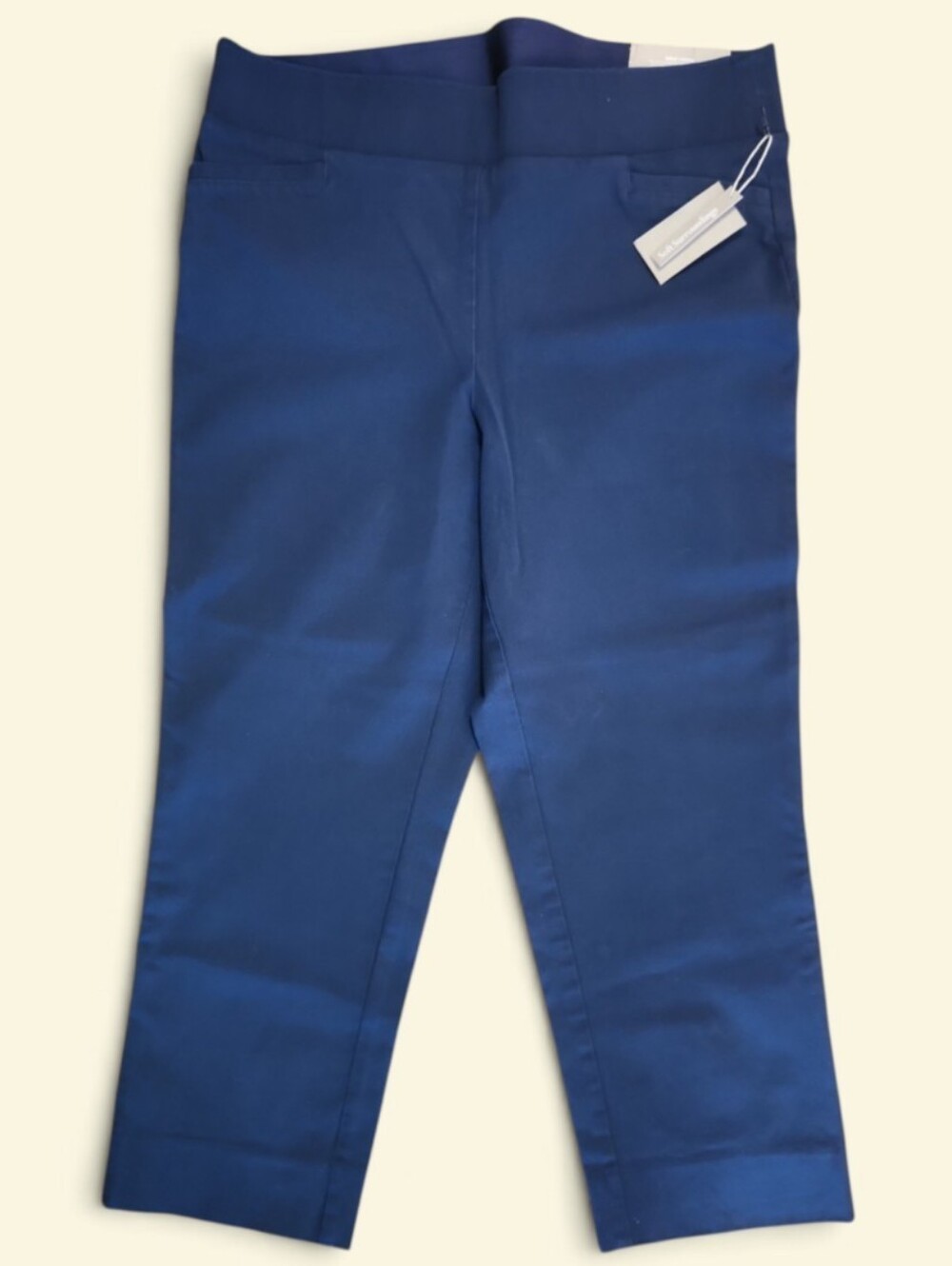Soft Surroundings NWT Superla Stretch Straight Leg Crop Pants L Navy Pull On